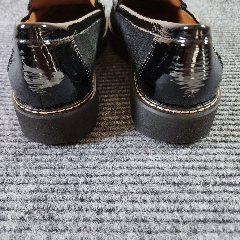 Donald Pliner Women's 8.5 Black Suede Patent Leather Trim Platform Loafers - Picture 6 of 9